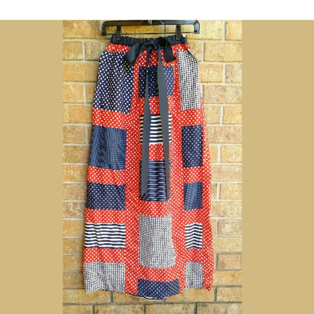 Vintage Patchwork Maxi Long Boho Hippie Skirt